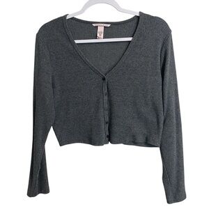 Victoria's Secret Charcoal Button-Up Henley Cardigan - LG - Vietnam